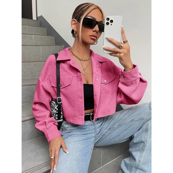 WILA Jackets & Blazers - Minimalist Drop Shoulder Crop Corduroy Jacket shacket coat